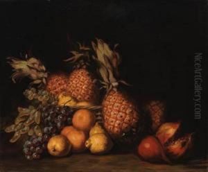Pomegranate, Grapes And Pineapples by Charles Bird King