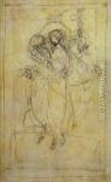 Pencil On Vellum Of Three Figures - view 1