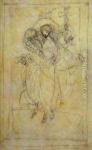 Pencil On Vellum Of Three Figures by Jessie Marion King