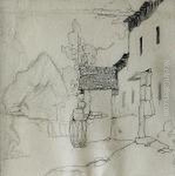 Old Woman By A Cottage, Study - view 1