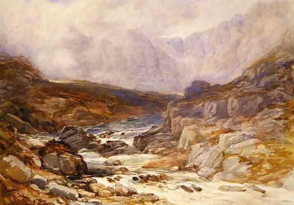 Welsh Mountain Scene with Torrential River - view 1