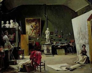 The Studio of Leon Cogniet (1794-1880) by Marie-Amelie Cogniet