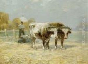 Figure Harvesting With Yoked Oxen by Paul King