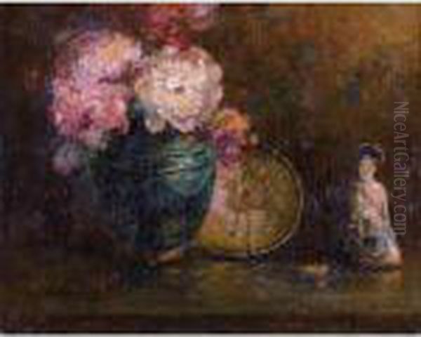 Still Life With Flowers And Asian Statue - view 1