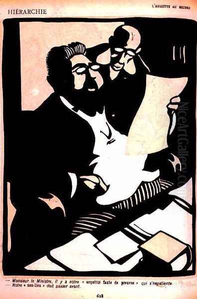 Hierarchy- 'Minister, sir, there is an urgent non-suit that requires attention', reply 'The nolle prosequi must be passed first' from 'L'Assiette Du Beurre', pub. 4th Jan. 1901 - view 1