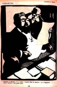 Hierarchy- 'Minister, sir, there is an urgent non-suit that requires attention', reply 'The nolle prosequi must be passed first' from 'L'Assiette Du Beurre', pub. 4th Jan. 1901 by (Emmanuel Poire) Caran d'Ache