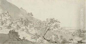 A view of Cintra, Portugal, the Royal Palace beyond by John the Younger Cleveley