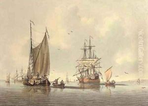 Shipping becalmed by John the Younger Cleveley