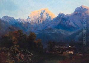 A Swiss Alpine Landscape by Edward Theodore Compton