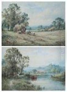 'a Sussex Hayfield', And 'arundel, Sussex', A Pair by Henry John Kinniard