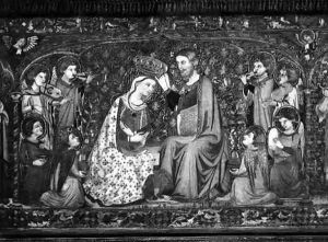 The Coronation of the Virgin, an altar frontal, 16th century (detail) by Jacopo Cambi