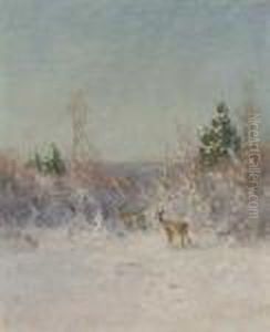 Sonniger Wintertag Mit Zwei Rehen Am Waldrand by Nelson Gray Kinsley