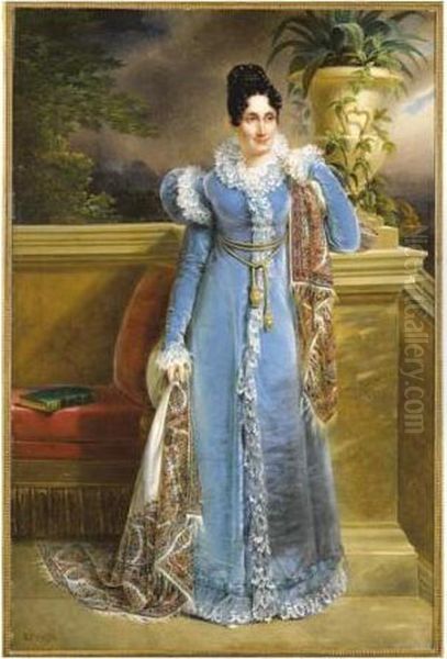 Portrait De Femme En Robe Bleue - view 1