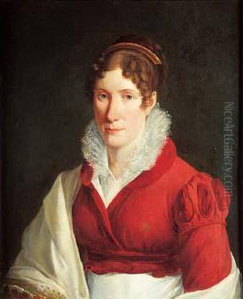 Portrait De Jeune Femme A La Robe Rouge - view 1