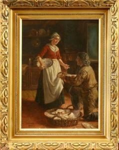 Fischverkaufer Preisst Seinen Fang Einer Friesischen Magdan by Otto Karl Kirberg