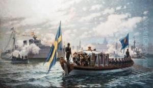 The King Of Sweden Receiving The Spanish Monarch, Stockholm by Athanasius Kircher