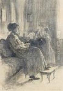 Interieur Mitmutter Und Tochter,
Bleistiftzeichnung by Eugen Kirchner
