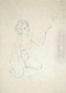 A Naked Girl With Parrot by Raphael Kirchner