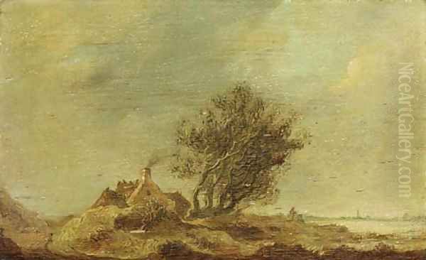 An extensive landscape with a cottage by a tree - view 1