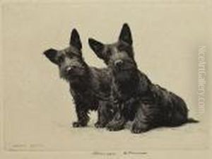 Terrier Chasing Kitten Together With Morgandennis, Two Scotties: Two by Marguerite Kirmse