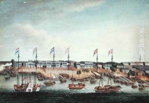 The Hongs at Canton, before 1820 by (follower of) Chinnery, George (1774-1852)