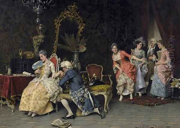Galante advertisement. Distinguished society with the game in the salon - view 1