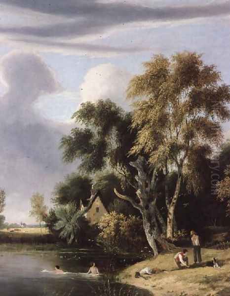 Boys bathing in a Stream - view 1