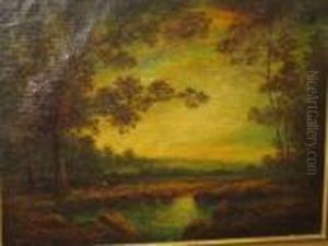 Autumn Landscape Sunset by Hudson Mindell Kitchell