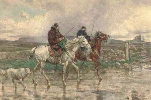 Butteri in the rain in the Roman campagna by Enrico Coleman