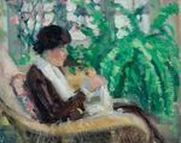 Woman Knitting - view 1