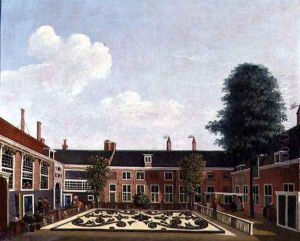 The Garden of The Former Amsterdam Leprozenhuis, 1735 by Louis Chalon