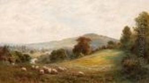 River Landscapes With Sheep Grazing by Roberto Angelo Kittermaster Marshall