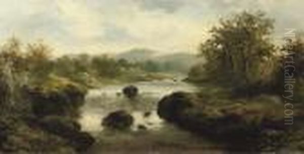 A Landscape With A Waterfall And Mountains. - view 1