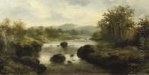 A Landscape With A Waterfall And Mountains. by Roberto Angelo Kittermaster Marshall