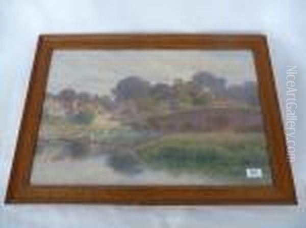 River Landscape With Sheep - view 1