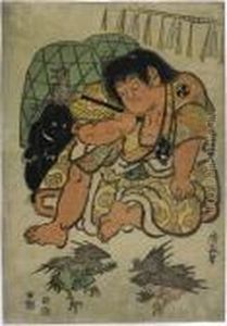 Kintaro, The Legendary Child From Fairy Tale by Torii Kiyonaga