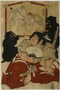 Kintaro, The Legendary Child From Fairy Tale by Torii Kiyonaga