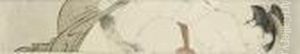 From The Extremely Rare Horizontal 
Hashira-e
 [pillar Print] Series 
Sode No Maki
 [the Sleeve Scroll], A Pregnant Wife And Her Husband, Very Good Impression, Good Colour And Condition