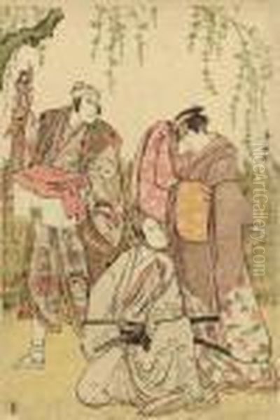 Three Actors In A Scene Under A Willow Tree - view 1