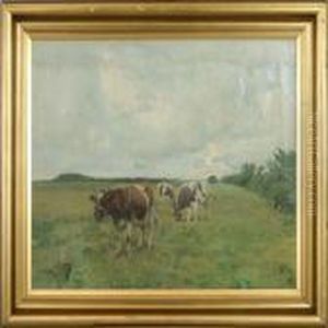 Cows In The Field by Harald Kjaer