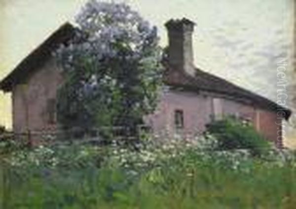 Hus I Varlandskap Med Blommande Syrener - view 1