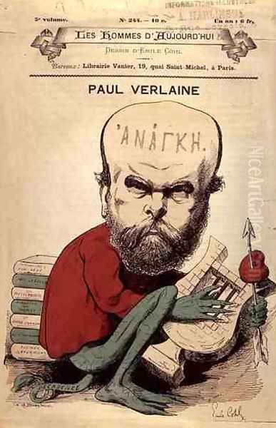 Caricature of Paul Verlaine (1844-96) from Les Hommes d'Aujourd'hui - view 1