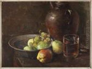Stilleben Med Krus, Glas Och Frukter by Esther Kjerner