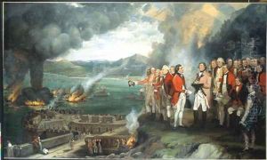 General Eliott and his officers observing the destruction of the Floating batteries, Gibraltar, 14th September 1782, 1784 by George Carter