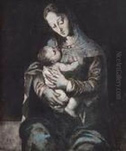 Sitzende Muttergottes Mit Kind by Cesar Klein