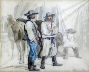 Horsemen By Their Mounts by Johan Adam Klein