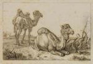 Neujahrsgrus /zwei Kamele by Johan Adam Klein
