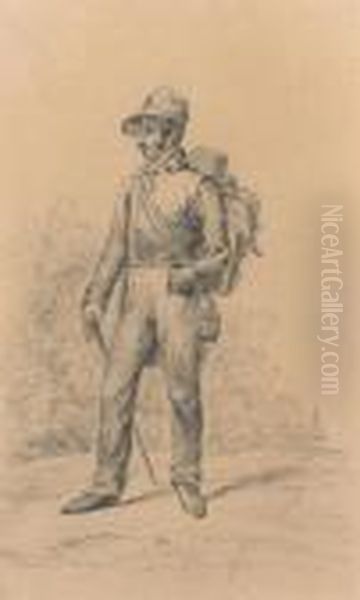Portrait Of The Painter Reinhold On A Journey by Johan Adam Klein