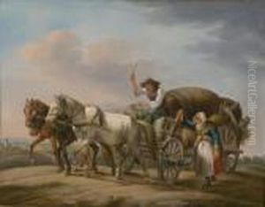 Dreispanniges Pferdefuhrwerk Auf Der Landstrase. by Johan Adam Klein