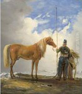 Kosakenreiter Mit Lanze, Als
Ruckenfigur Neben Seinem Pferdvor Den Toren Nurnbergs Stehend by Johan Adam Klein